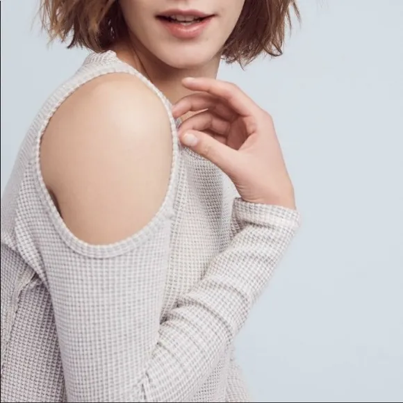 Sol Angles Open Waffle Knit Cutout Shoulder Dress