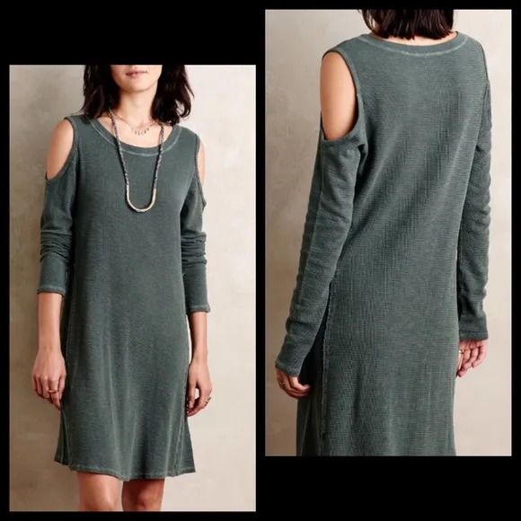 Sol Angles Open Waffle Knit Cutout Shoulder Dress