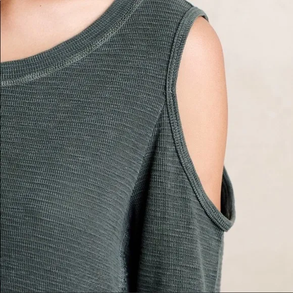 Sol Angles Open Waffle Knit Cutout Shoulder Dress