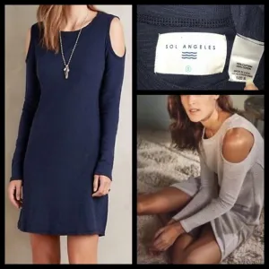 Sol Angles Open Waffle Knit Cutout Shoulder Dress