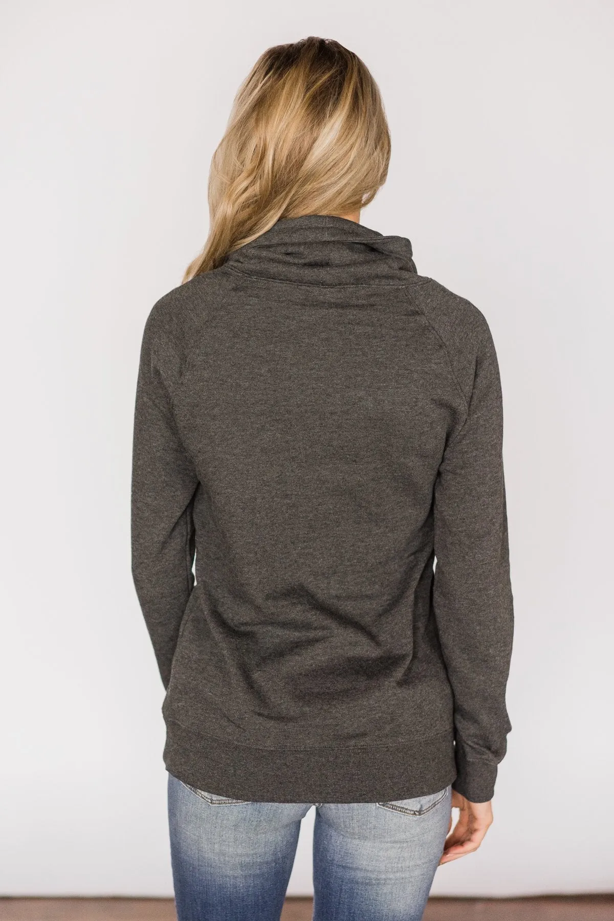 Solid Charcoal Cowl Neck Top