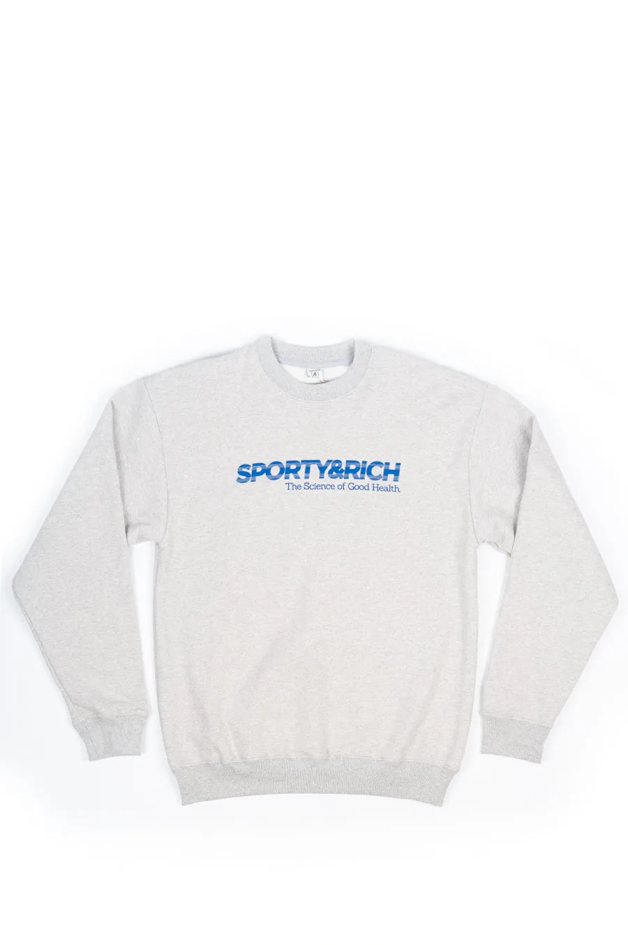 SPORTY AND RICH SCIENCE OF GOOD HEALTH CREWNECK HEATHER GRAY