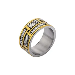 Stainless Steel Gold IP Woven Ring