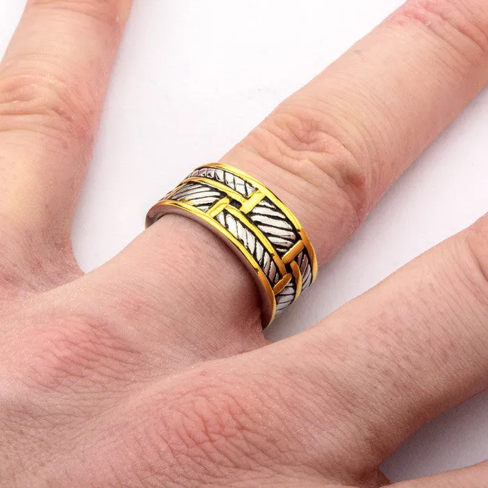 Stainless Steel Gold IP Woven Ring