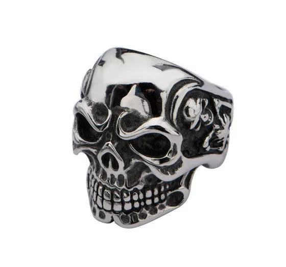Stainless Steel Polish Finished  Knit Eyebrow Skull Ring