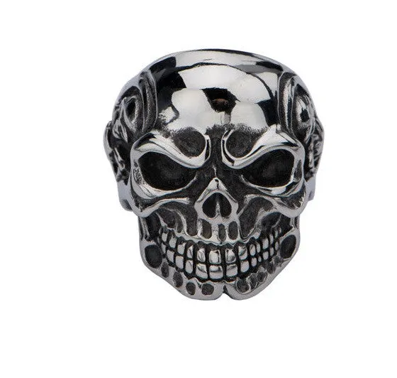 Stainless Steel Polish Finished  Knit Eyebrow Skull Ring