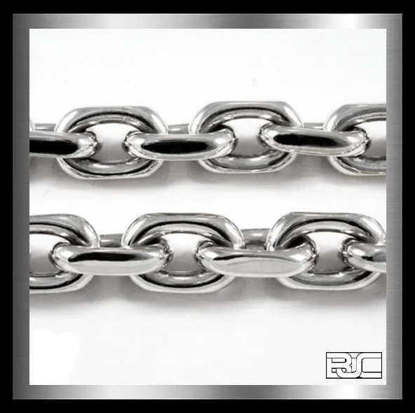 Sterling Silver Anchor Link Chain Biker Necklace
