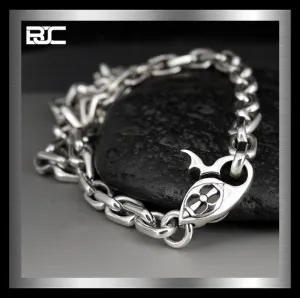 Sterling Silver Anchor Link Chain Biker Necklace
