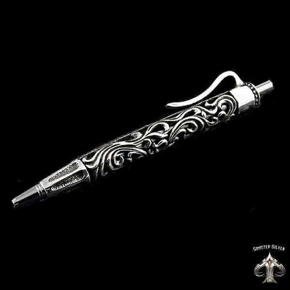 Sterling Silver Biker Ballpoint Pen Fleur De Lis