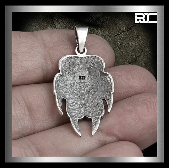 Sterling Silver Biker Pendant Viking Knotwork Bear Claw Totem