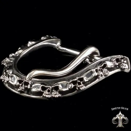 Sterling Silver Biker Skull Gang Two Piece Belt Buckle