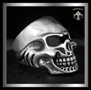 Sterling Silver Heavy Tough Biker Skull Ring