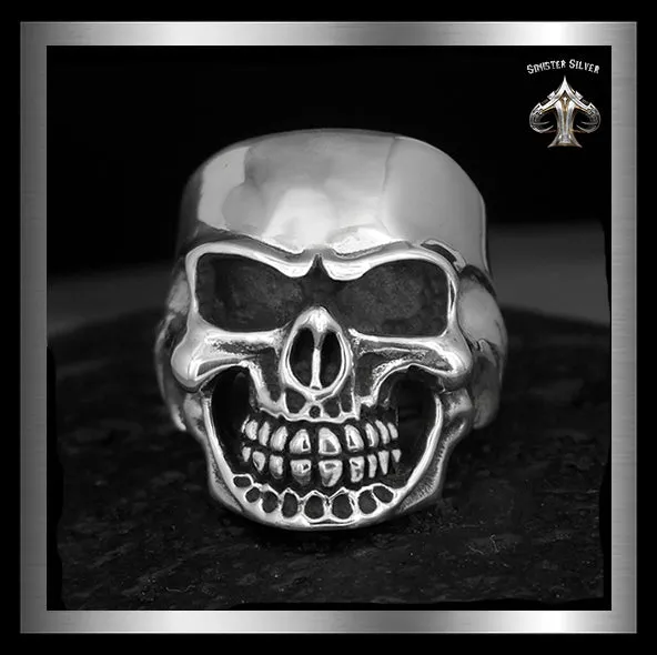 Sterling Silver Heavy Tough Biker Skull Ring