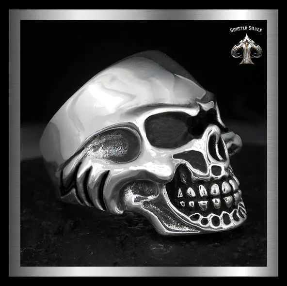 Sterling Silver Heavy Tough Biker Skull Ring