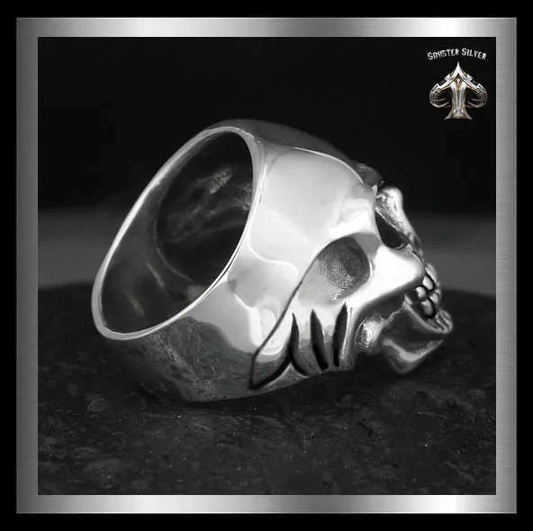 Sterling Silver Heavy Tough Biker Skull Ring