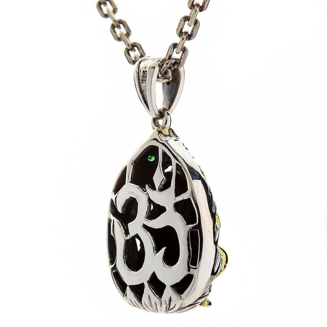 Sterling Silver Hindu Amulet Brass Ganesh Pendant