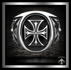 Sterling Silver Knights Templar Biker Maltese Cross Ring