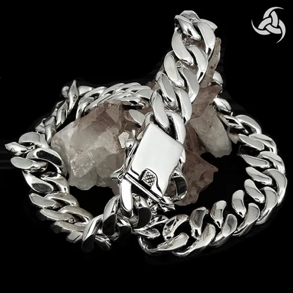 Sterling Silver Mens Cuban Link Curb Chain Biker Necklace