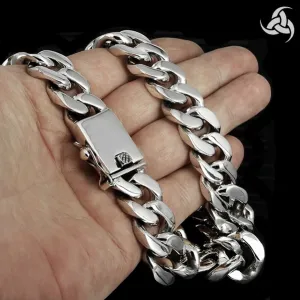 Sterling Silver Mens Cuban Link Curb Chain Biker Necklace