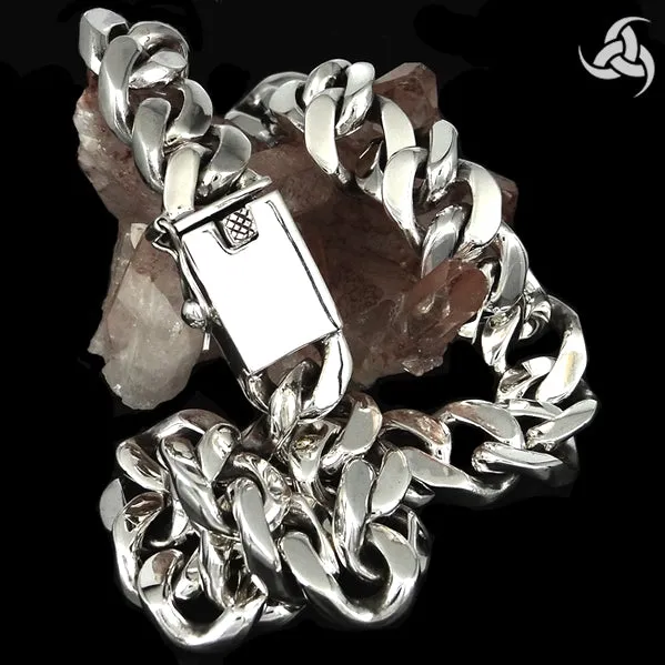 Sterling Silver Mens Cuban Link Curb Chain Biker Necklace