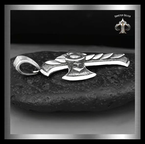 Sterling Silver Warrior Cross Pendant Biker Amulet Medallion