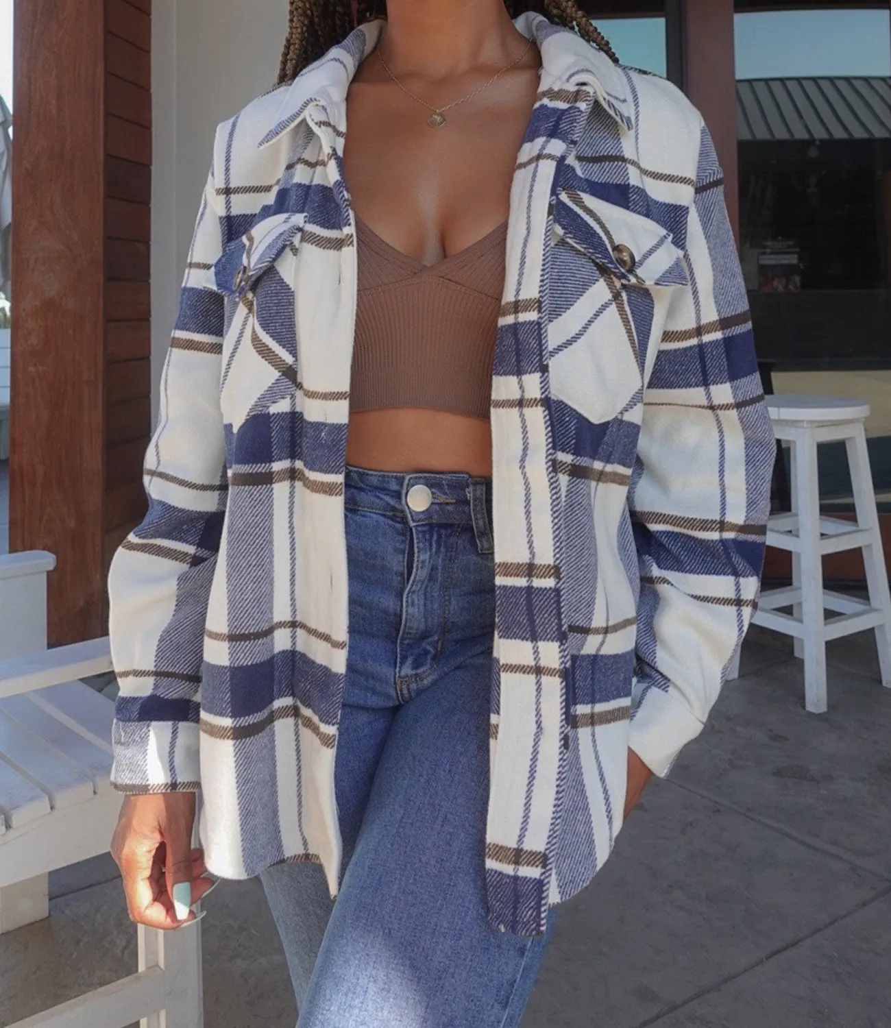Stormy Weather Shacket(Navy)