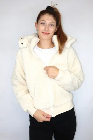 Teddi Zip Up Coat Cream