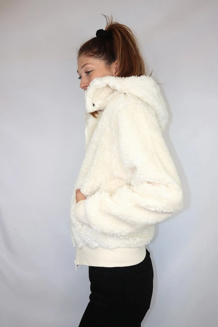 Teddi Zip Up Coat Cream