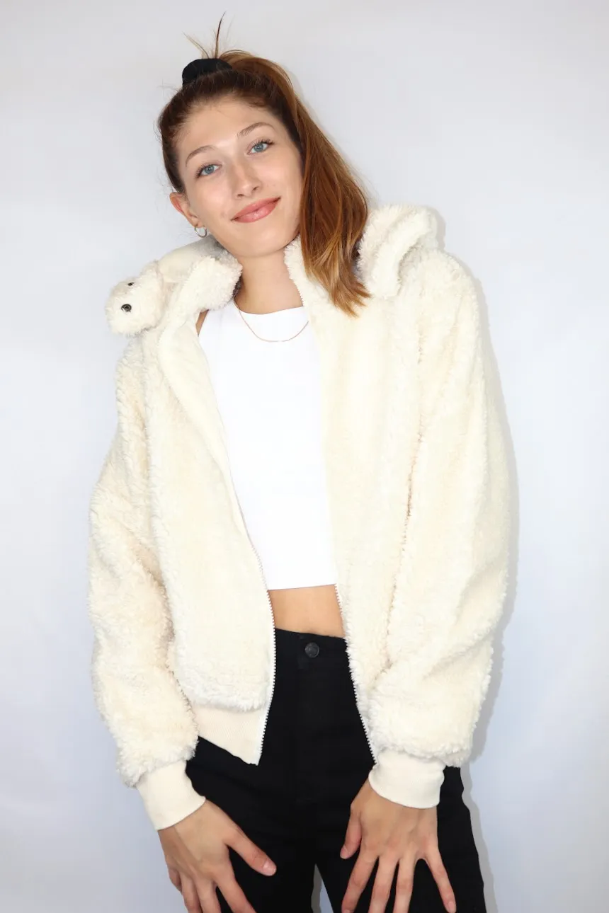 Teddi Zip Up Coat Cream