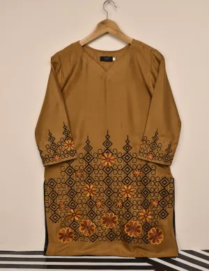 Tehwaar Winter Linen Embroidered Stitched Kurti - Vienna (TW-09A-Mustard)