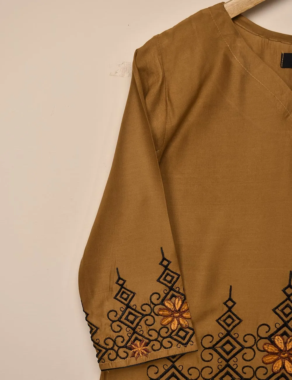 Tehwaar Winter Linen Embroidered Stitched Kurti - Vienna (TW-09A-Mustard)