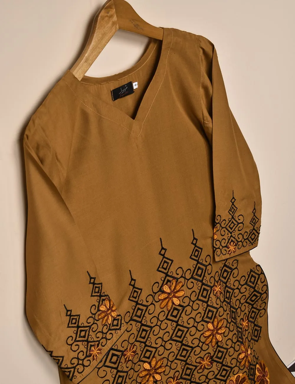 Tehwaar Winter Linen Embroidered Stitched Kurti - Vienna (TW-09A-Mustard)