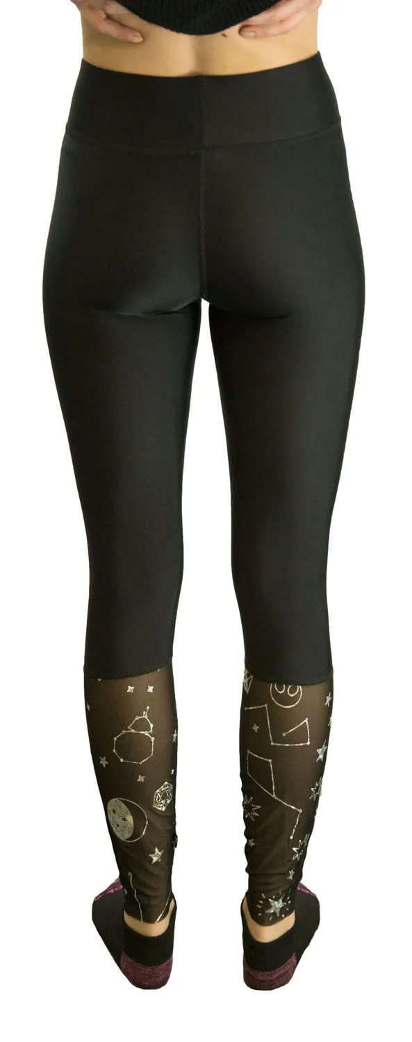TEREZ x STAR WARS Women's Black Hologram Galaxy Foil Leggings #2354 NWT