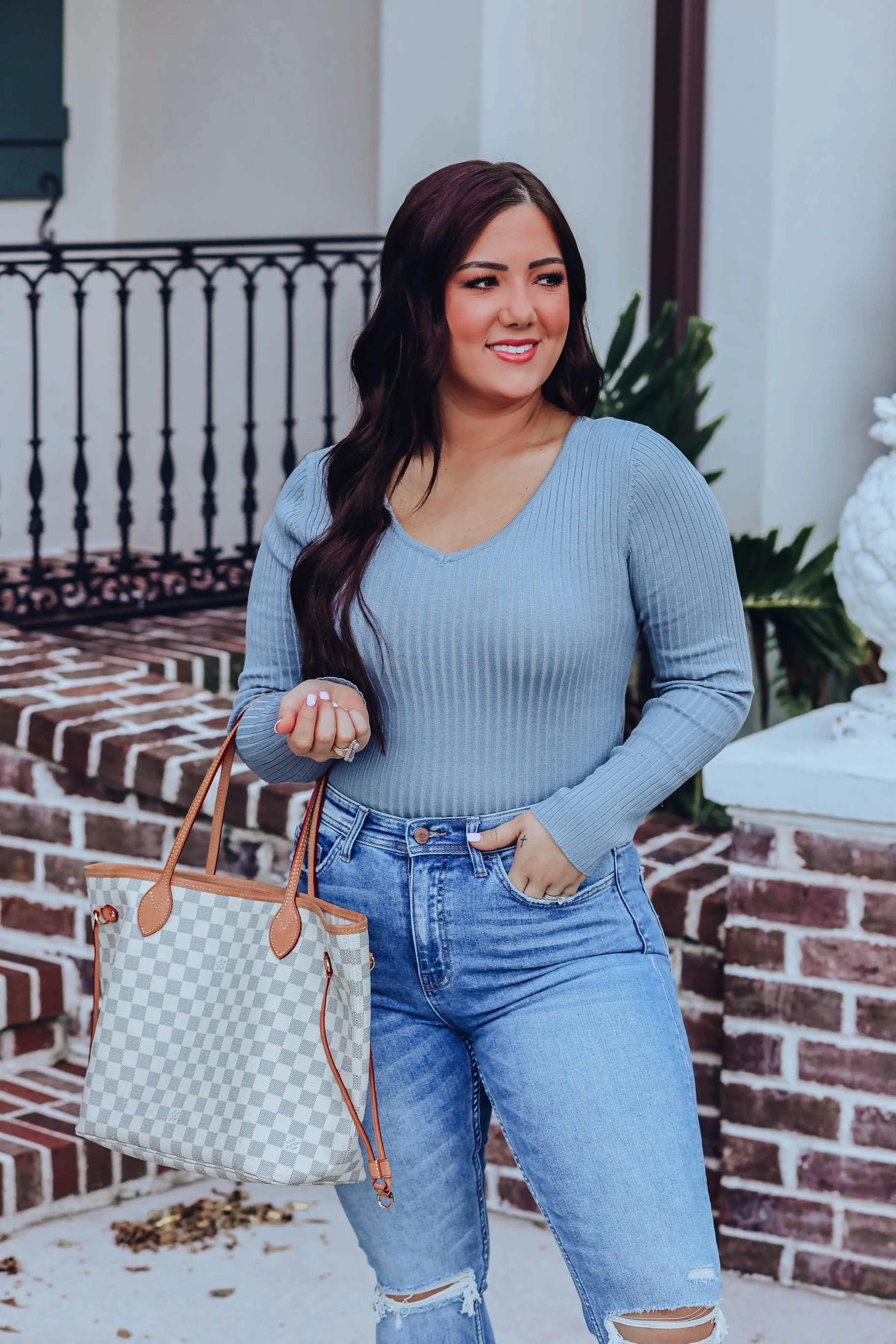 The Basics Ribbed Bodysuit - Steel Blue