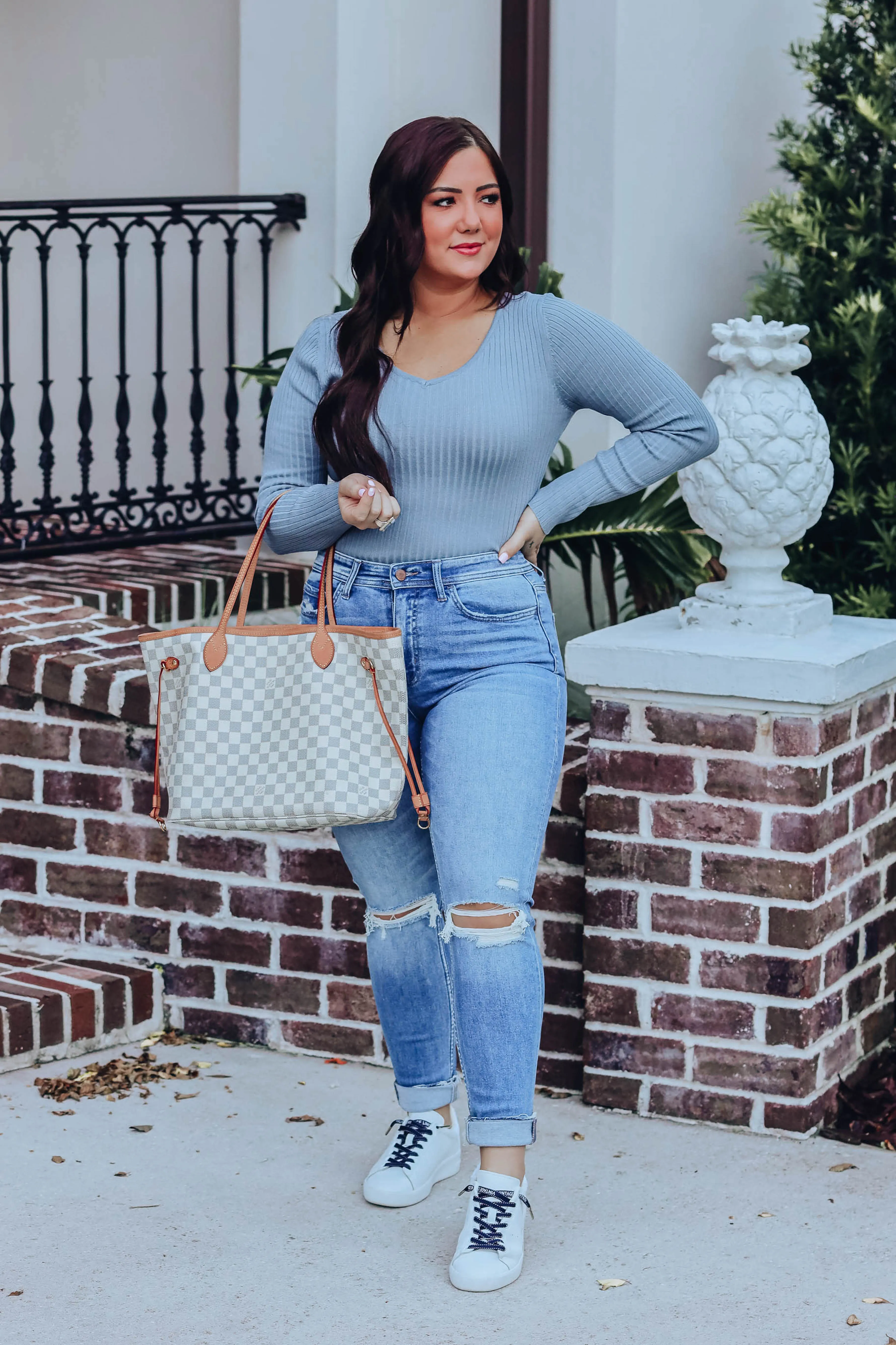 The Basics Ribbed Bodysuit - Steel Blue