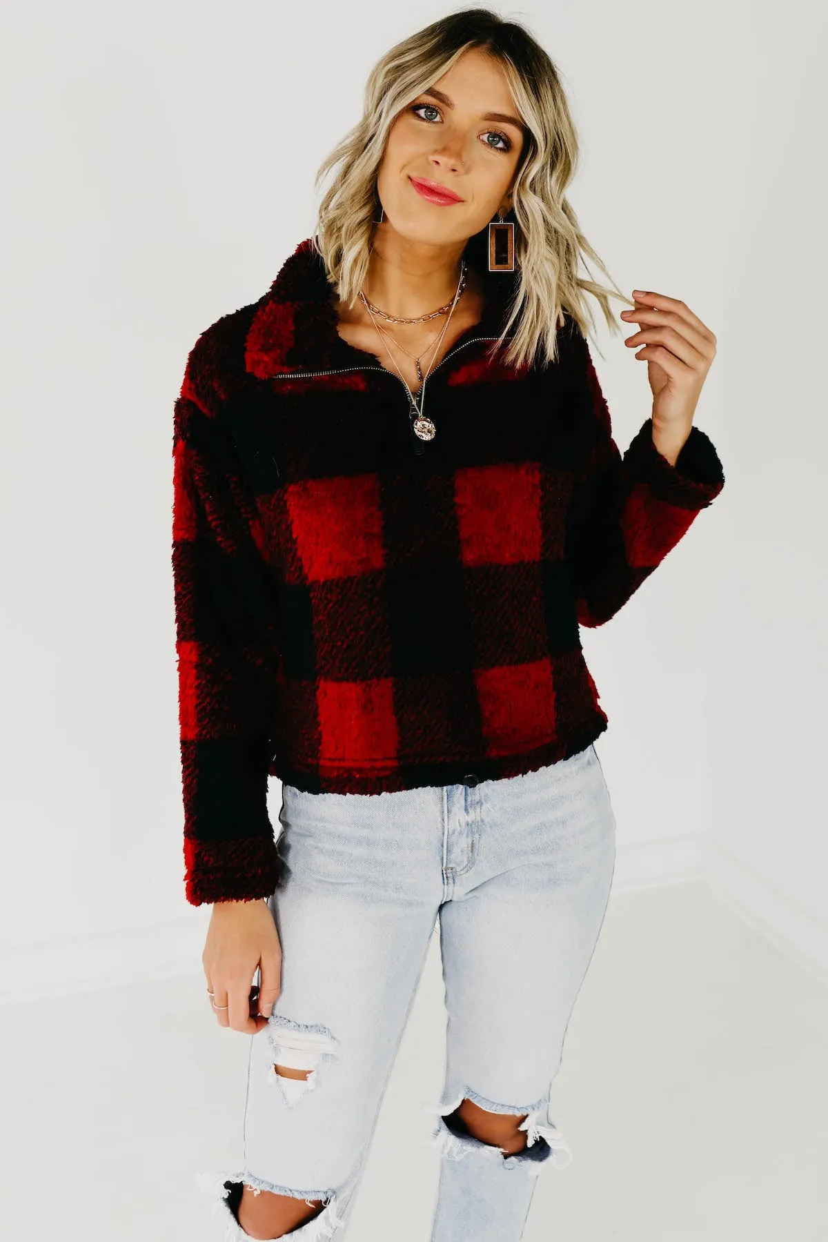 The Marsella Fleece Pullover - Buffalo Red