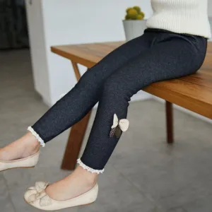 Thick Warm Winter  Fleece Lined Girls Leggings Kids Pants Trousers
