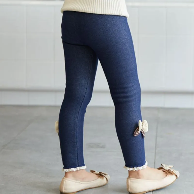 Thick Warm Winter  Fleece Lined Girls Leggings Kids Pants Trousers