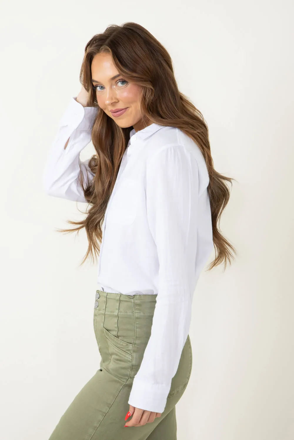 Thread & Supply Heath Button Up Shirt for Women in White | T2057SCETS-WHITE