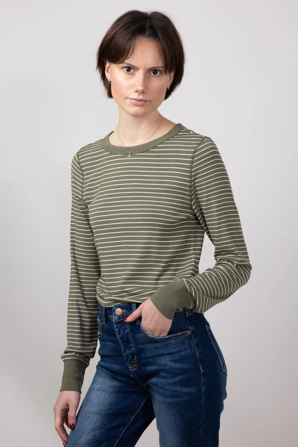 Thread & Supply Stacy Stripe Shirt for Women in Sea Turtle | T1390MSTS-SEATURTLESTRIPE