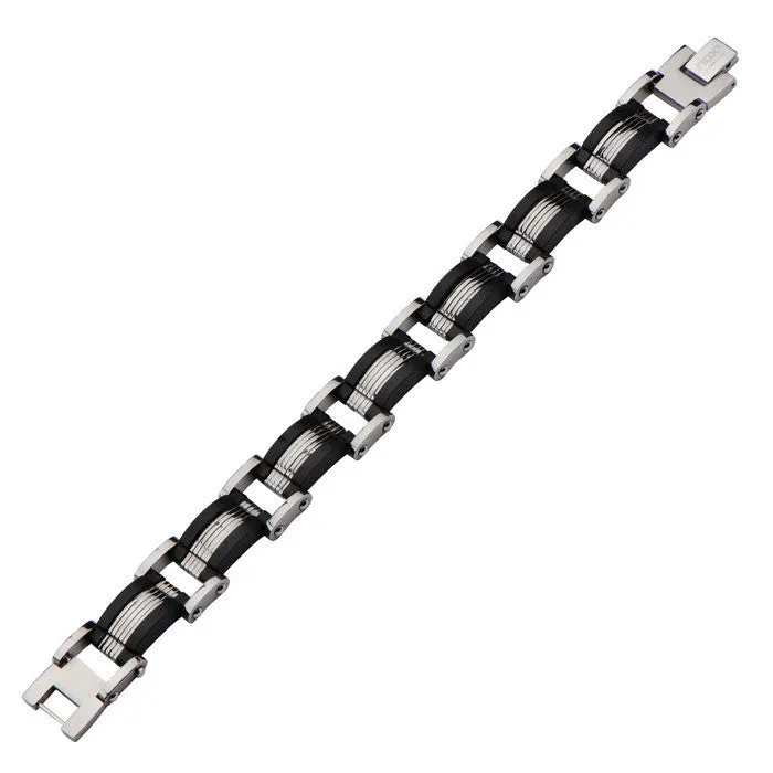 Titanium Link Bracelet w/ IP Black Edges