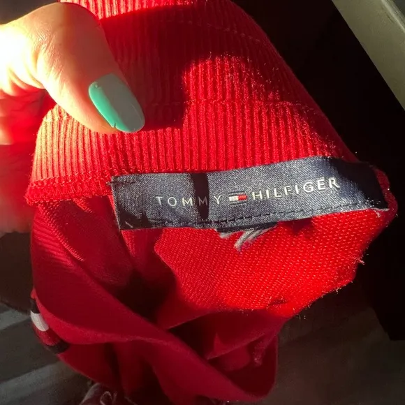 TOMMY HILFIGER red athleisure maxi skirt|large