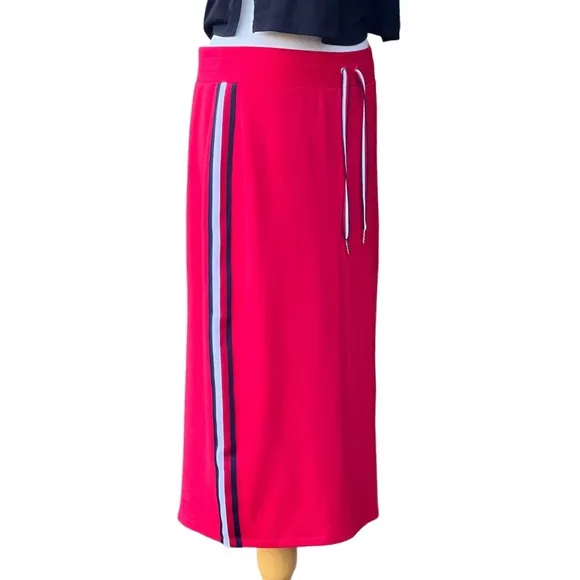 TOMMY HILFIGER red athleisure maxi skirt|large