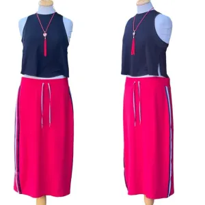 TOMMY HILFIGER red athleisure maxi skirt|large