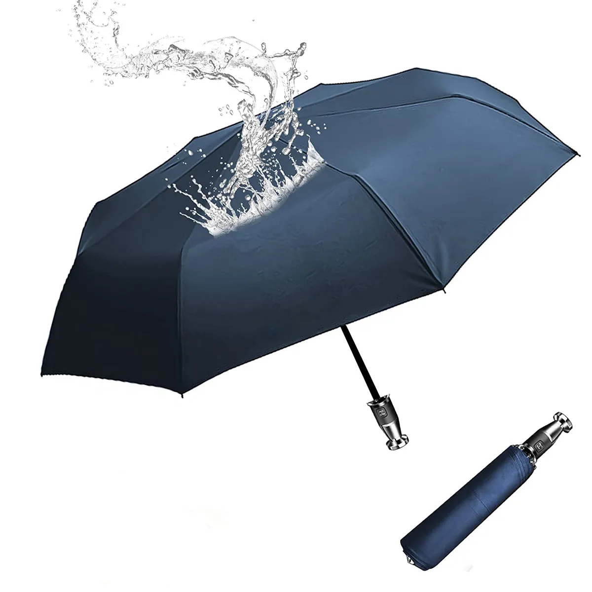Umbrella for All Cars, 10 Ribs Umbrella Windproof Automatic Folding Umbrella, One-handed use, Rain and Sun Protection, Car Accessories LE13993