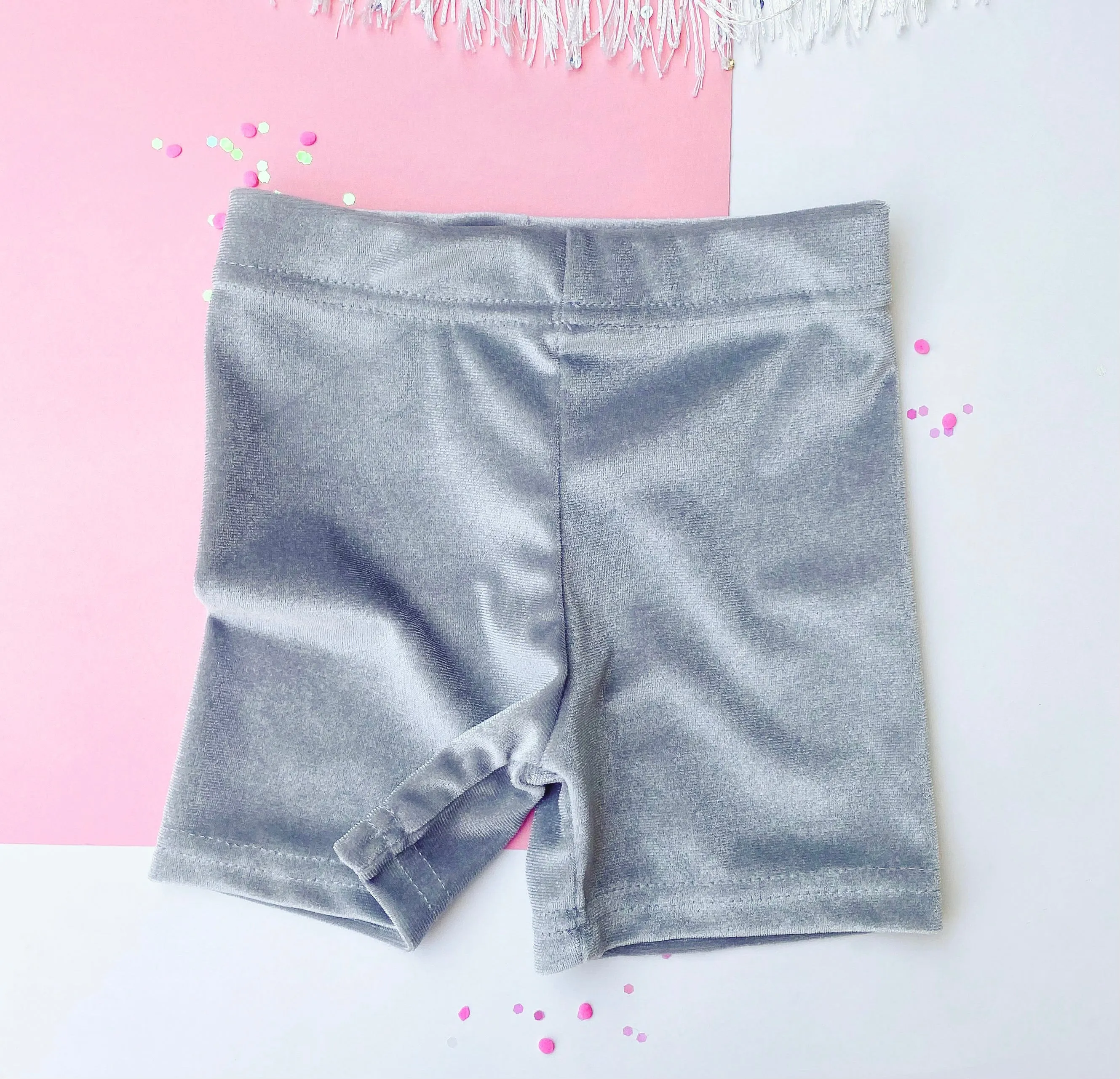 velvet biker shorts - silver