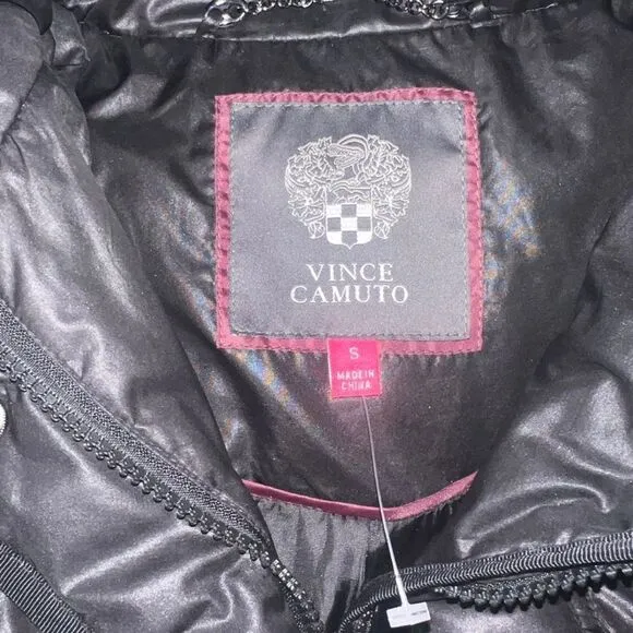 Vince camuto women's size small full zip down jacket in black‎ w/ hood