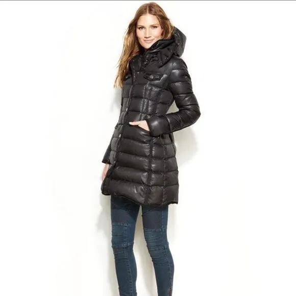 Vince camuto women's size small full zip down jacket in black‎ w/ hood