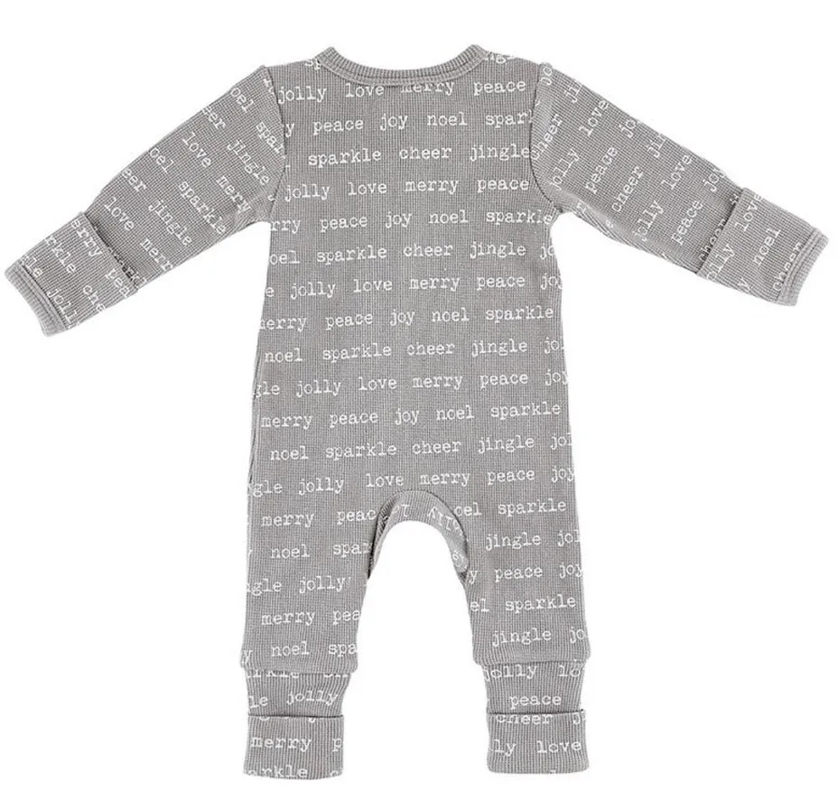 Waffle Knit Cozy Romper - Holiday Cheer