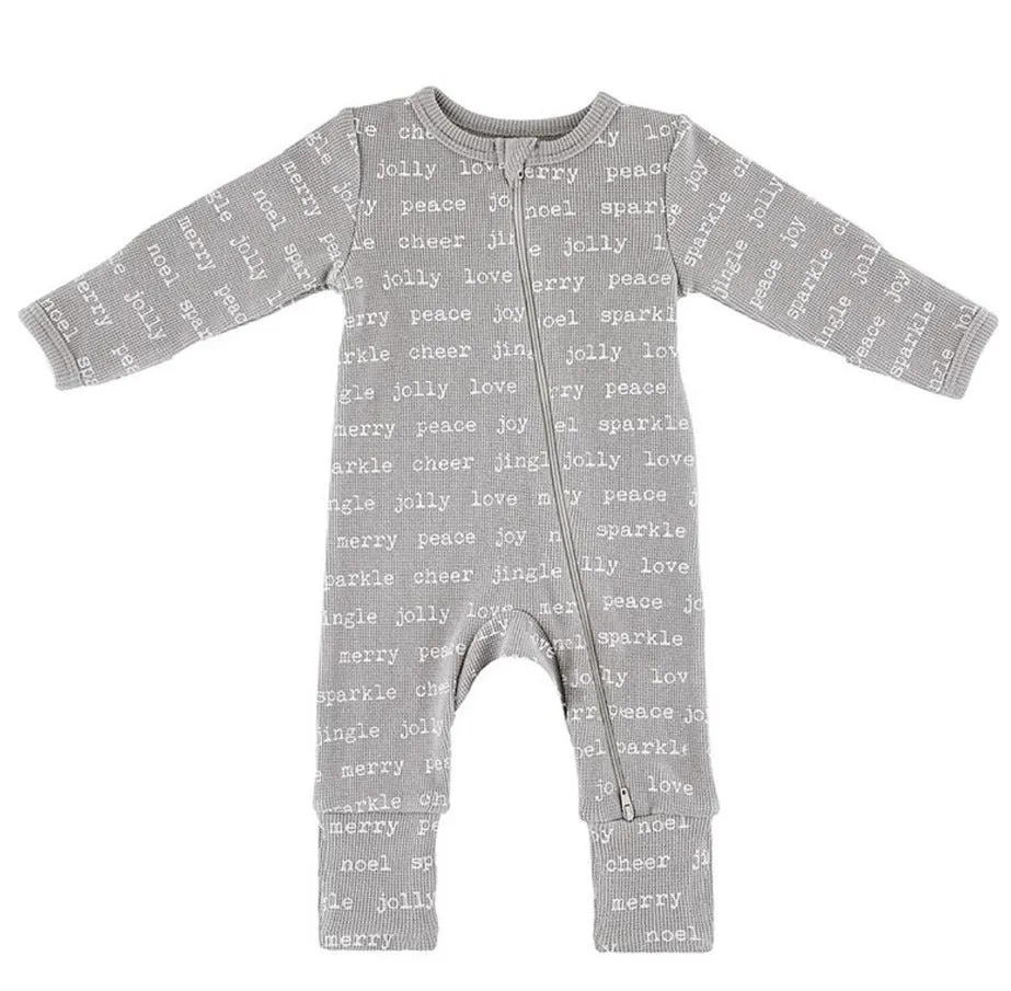 Waffle Knit Cozy Romper - Holiday Cheer